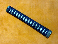 Custom Tsuka Hiranami Blue Silk Morotsumami-maki