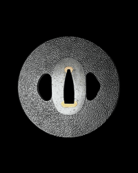 Ishime - ji Iron Tsuba with Sekigane 石目鉄鐔 - TangGu Sword