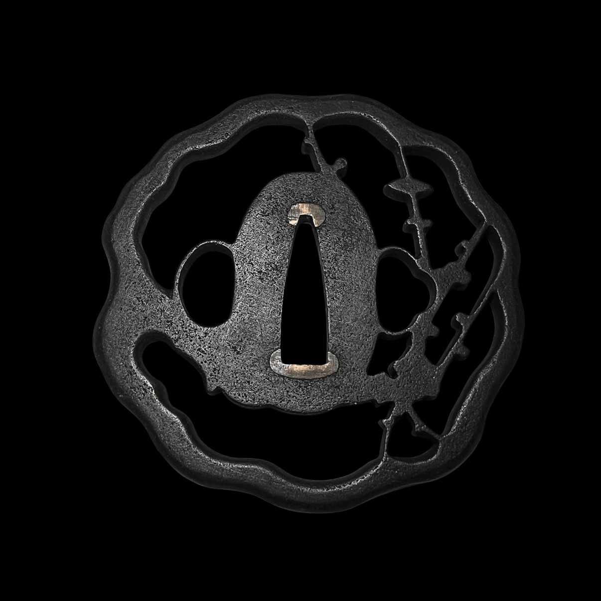 Ume ni Shukuchō Sukashi Tsuba with Sekigane 梅樹宿鳥透鐔 | TangGu Sword United States 2026